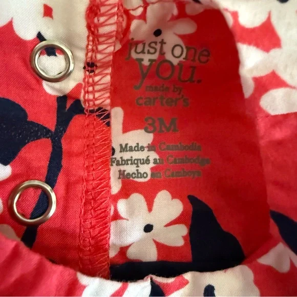 Carter's Pink and Navy Floral Bodysuit Dress - Picture 4 of 4